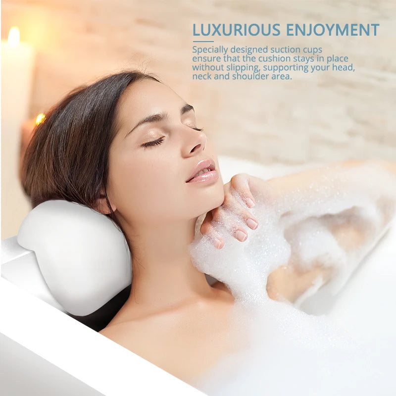 Bathtub Pillow, SPA Bath Pillow PU Waterproof Bath Headrest Comfortable Bathtub Headrest With Suction cup,Bathroom Accessories - My Homes Goods