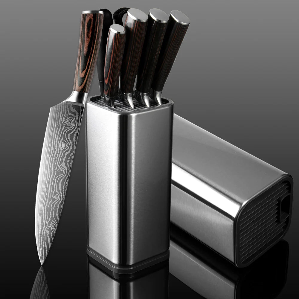 XITUO Kitchen Chef Set 4-8PCS set Knife Stainless Steel Knife Holder Santoku Utility Cut Cleaver Bread Paring Knives Scissors - My Homes Goods