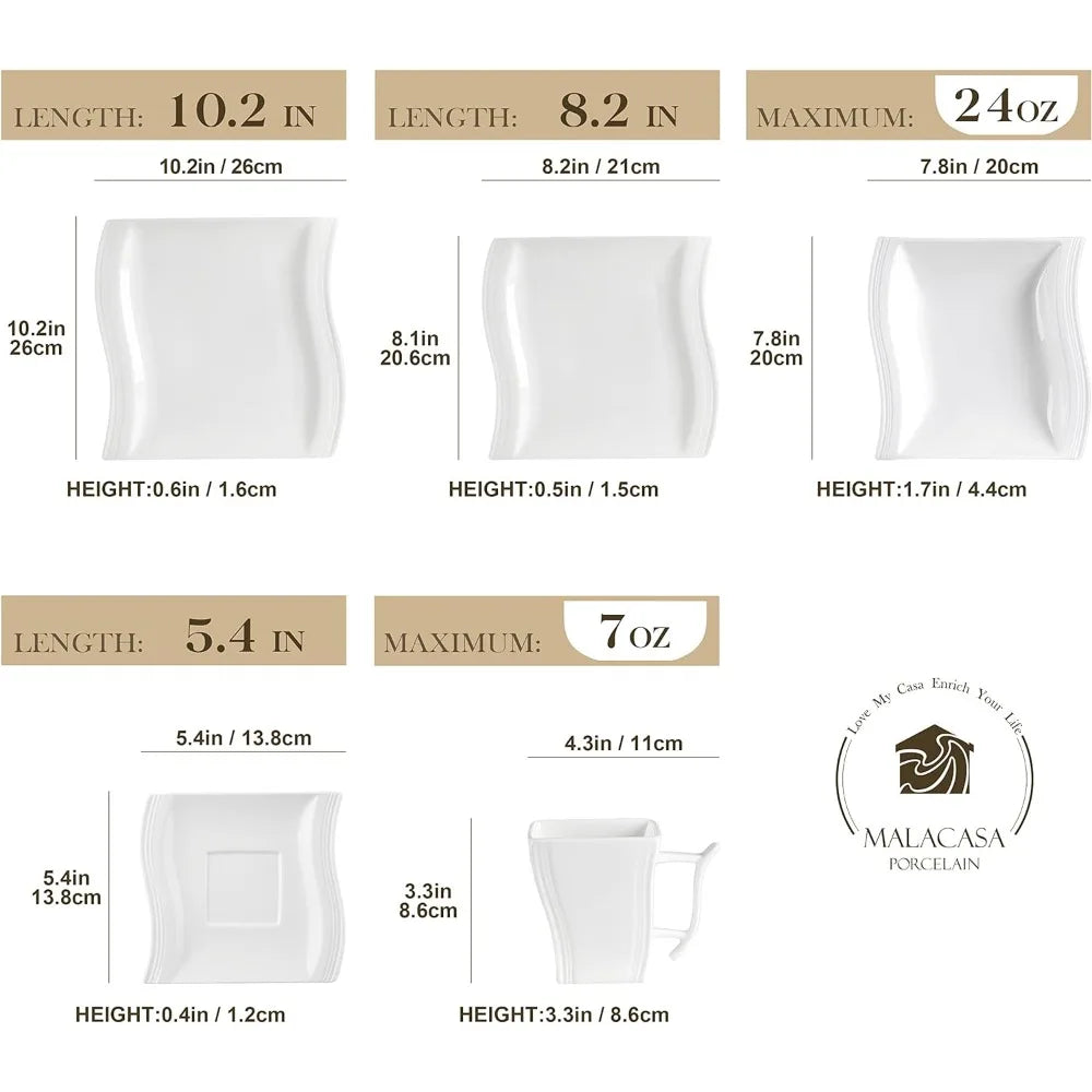 Complete Tableware Ivory White Dinnerware Set for 6 Dish 30-Piece Porcelain Dinnerware Sets Plates Dinner Sets freight free