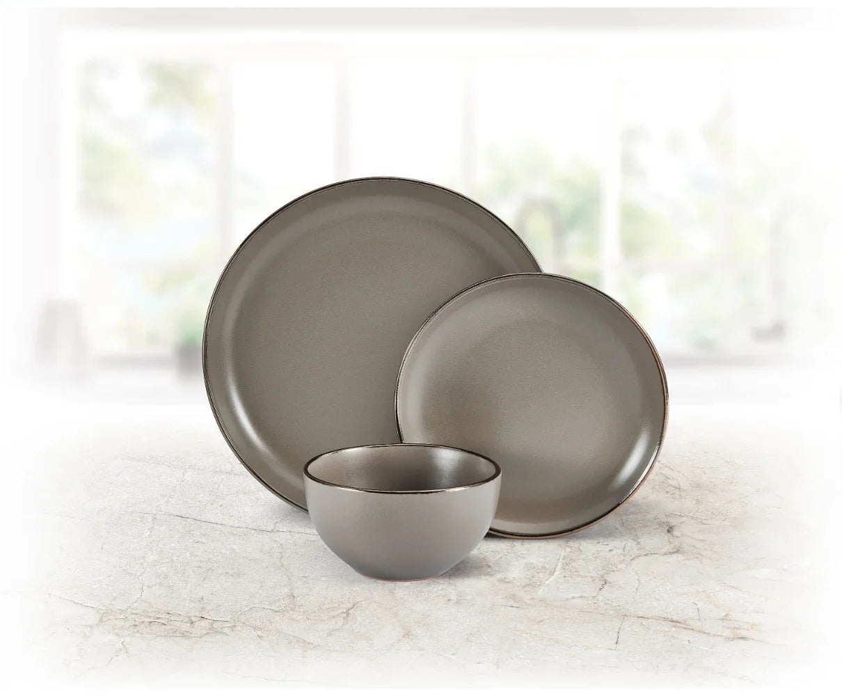 Pfaltzgraff Hadlee 12-piece Dinnerware set Stoneware in Gray dinnerware set dining table set - My Homes Goods