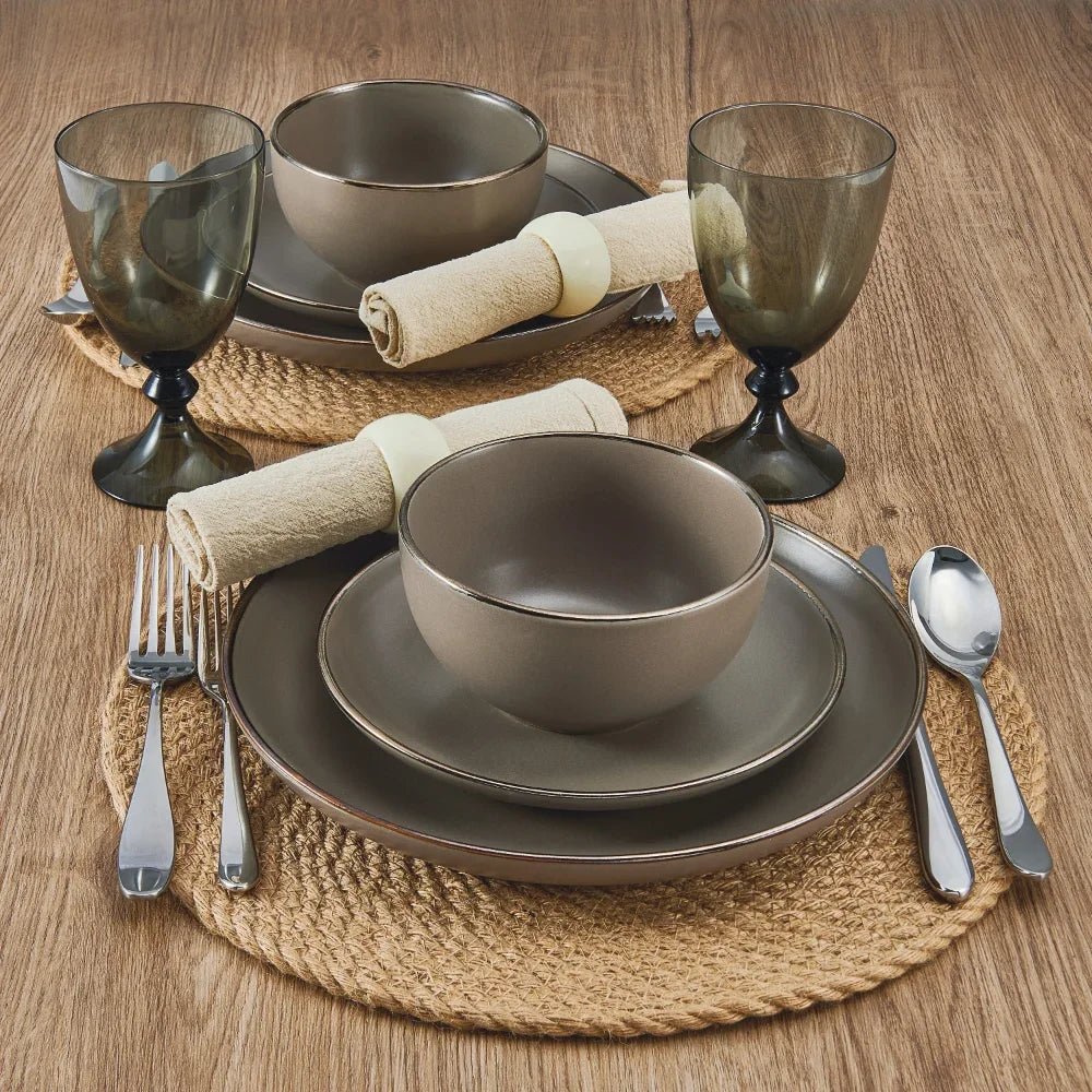 Pfaltzgraff Hadlee 12-piece Dinnerware set Stoneware in Gray dinnerware set dining table set - My Homes Goods