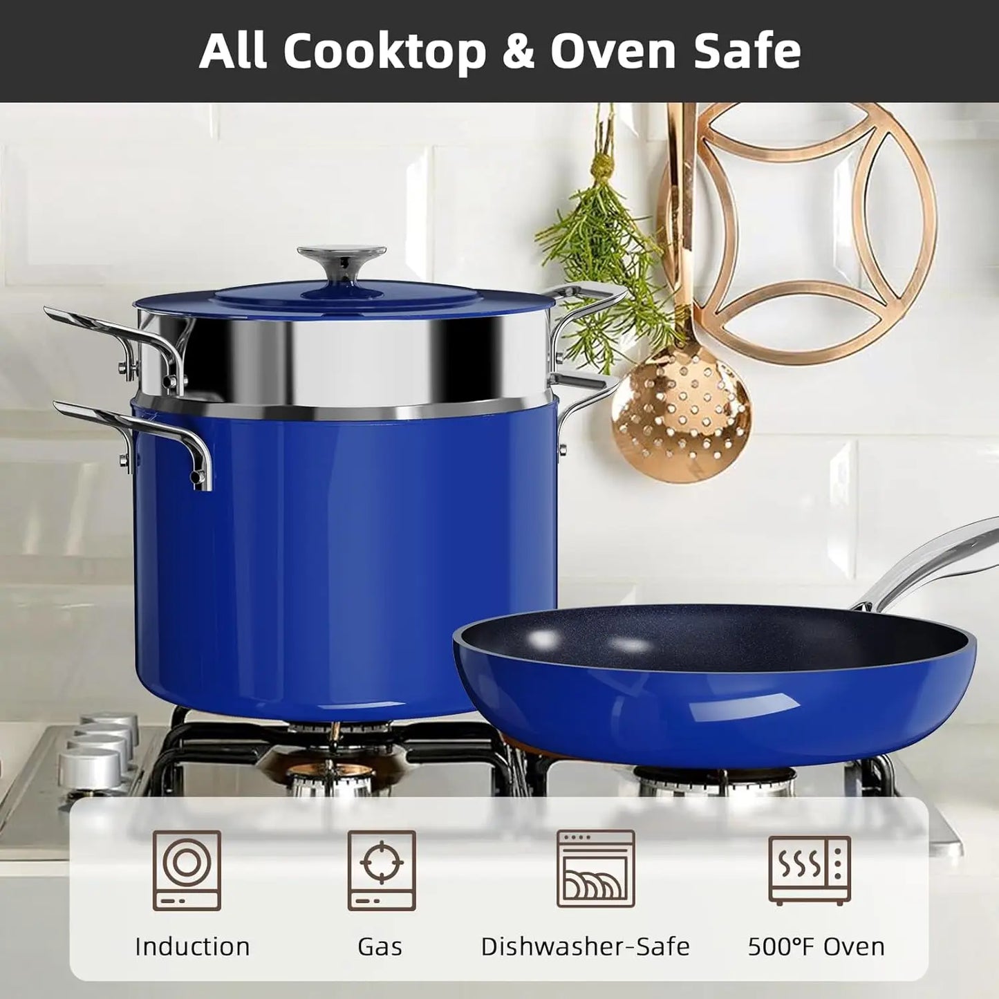 Forged Lightweight Cookware Set Free, Healthy Ceramic Coating, Ultra Non-Stick, Stay-Cool Handles, Works on All &Induction Ready