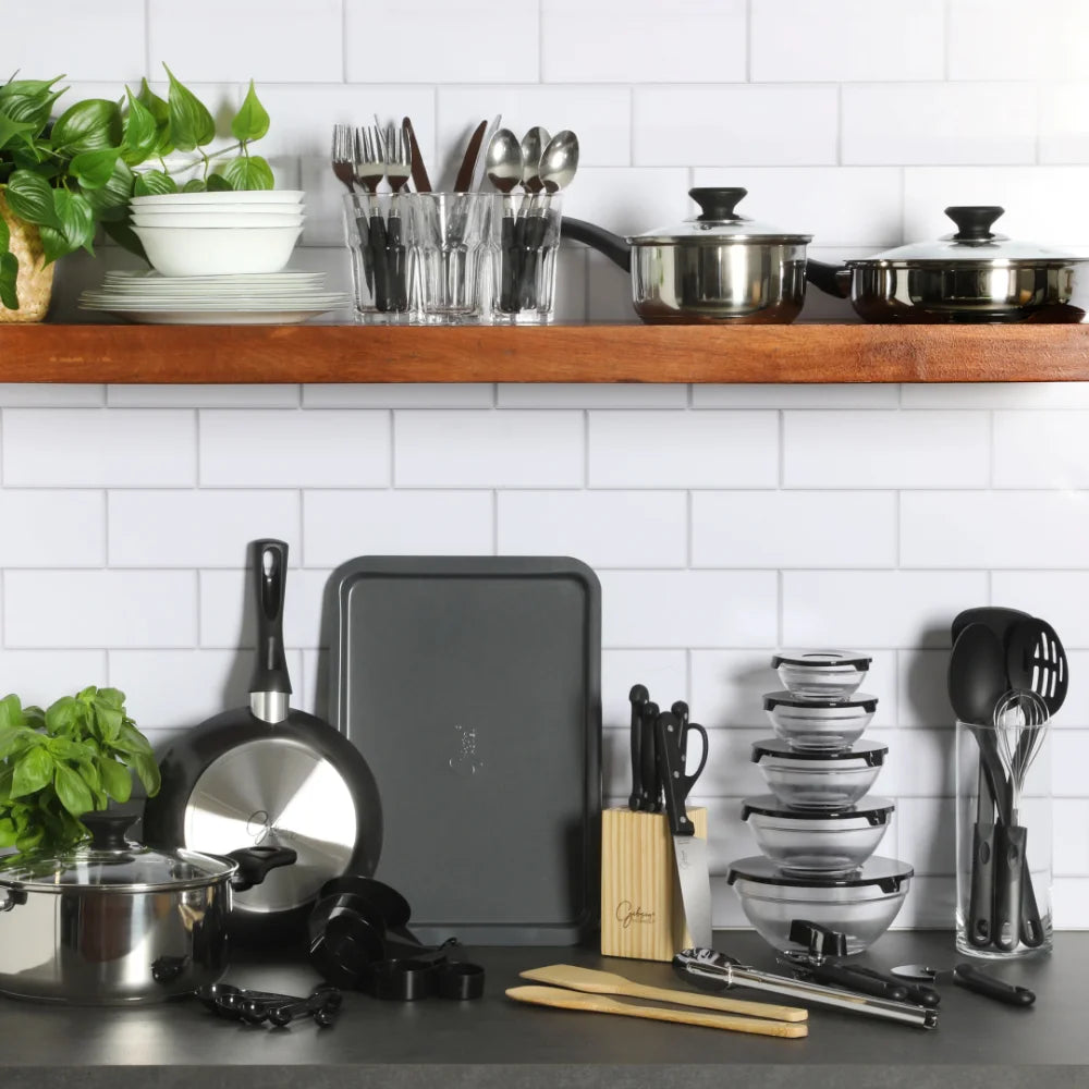 Gibson Home 71-Piece Stainless Steel Silver Cookware Combo Set Stainless Steel Cookware Set Non Stick Cooking Pot Set - My Homes Goods