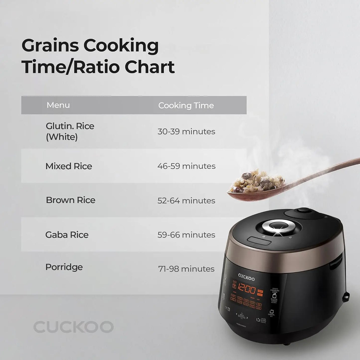 CUCKOO CRP-P1009SB | 10-Cup (Uncooked) Pressure Rice Cooker | 12 Menu Options: Quinoa, Oatmeal, GABA/Brown