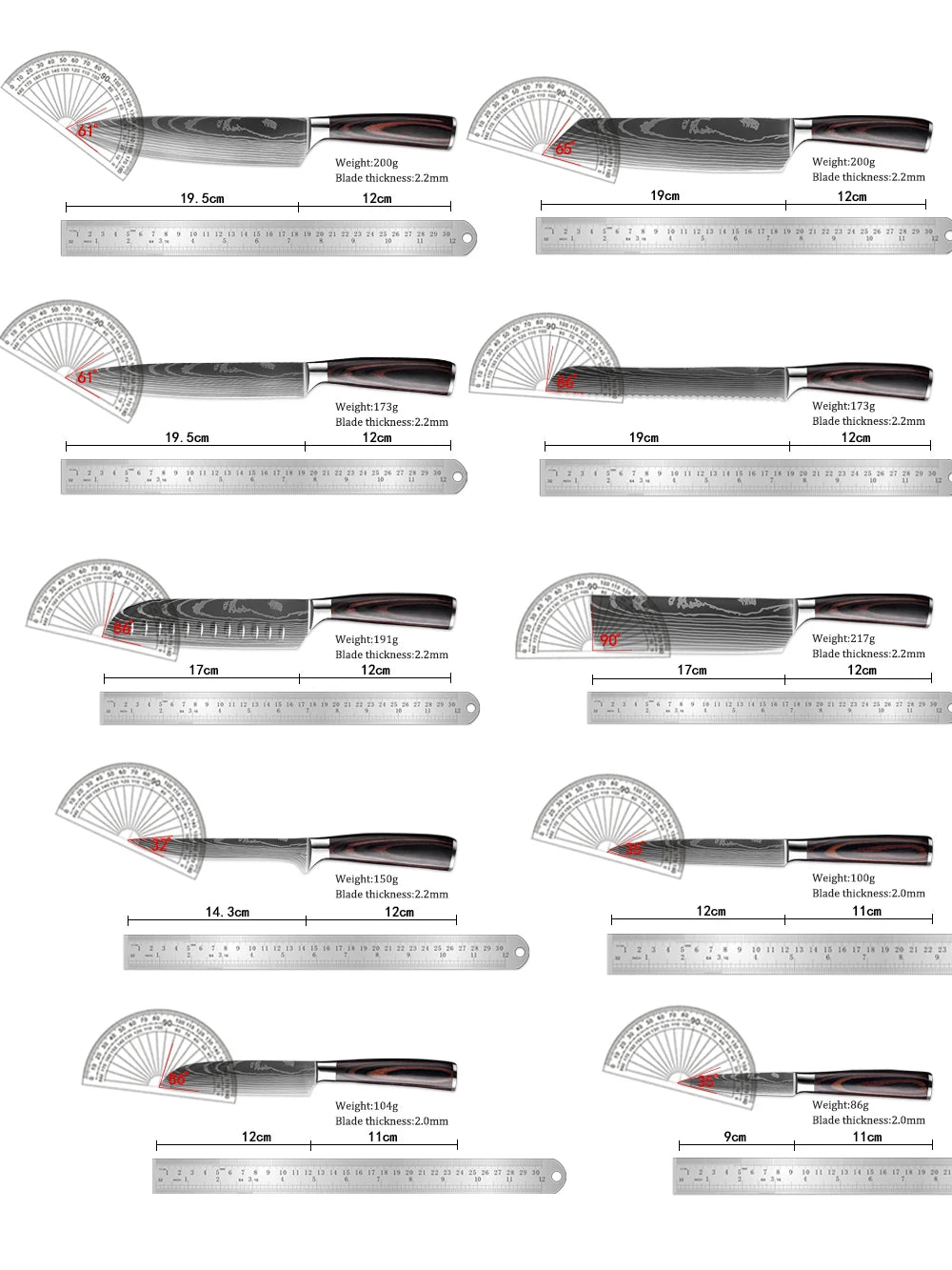 XITUO Kitchen Chef Set 4-8PCS set Knife Stainless Steel Knife Holder Santoku Utility Cut Cleaver Bread Paring Knives Scissors - My Homes Goods