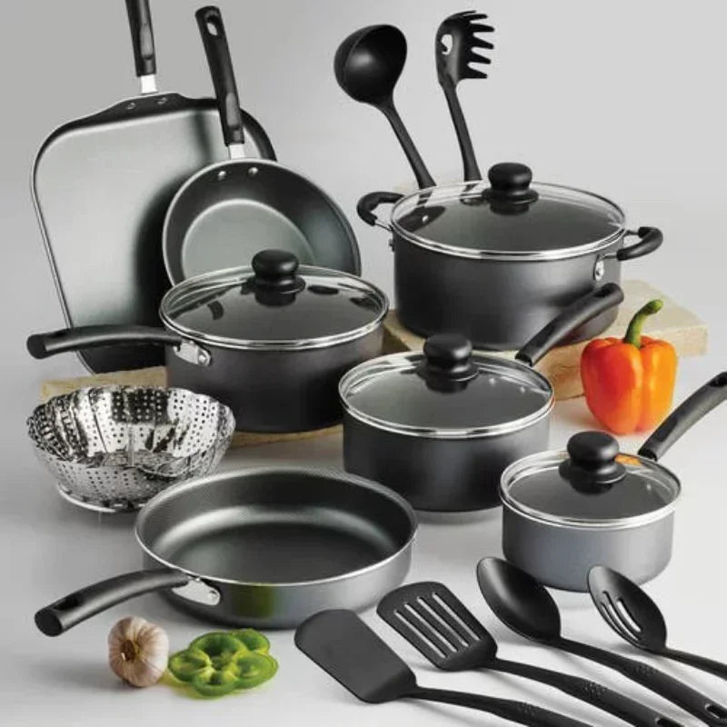 Tramontina Primaware 18 Piece Non-stick Cookware Set, Steel Gray Non Stick Cooking Pot Set Cookware Set Kitchen - My Homes Goods