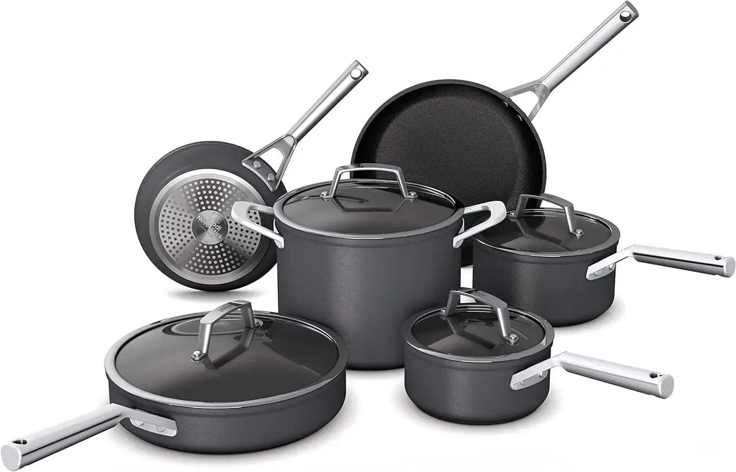 Ninja C39900 Foodi NeverStick Premium Cookware Set, Hard-Anodized, Nonstick, Durable & Oven Safe To 500°F Pot Set Cookware Set