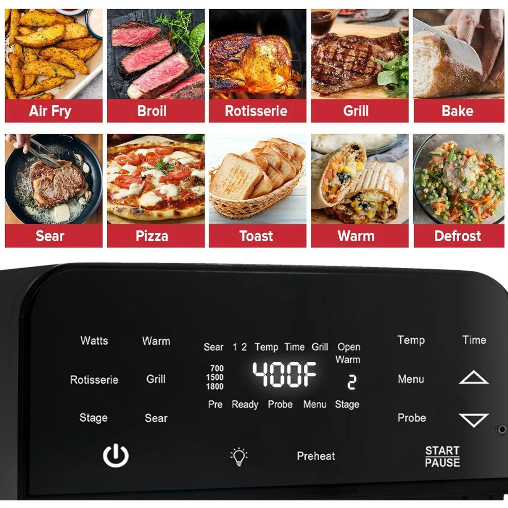 15.5Qt Air Fryer,Powerful 1800W,50°-425°F Temp Controls,100 Presets & 50 Memory,Integrated Smart Thermometer,Linear T Technology - My Homes Goods