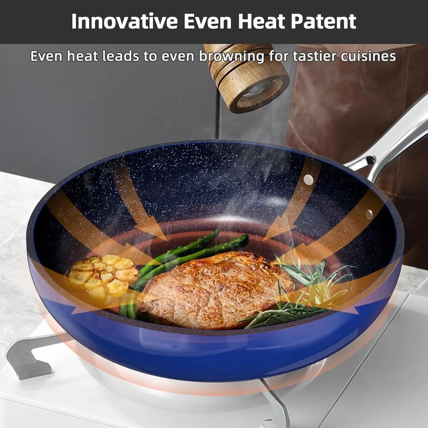 Forged Lightweight Cookware Set Free, Healthy Ceramic Coating, Ultra Non-Stick, Stay-Cool Handles, Works on All &Induction Ready
