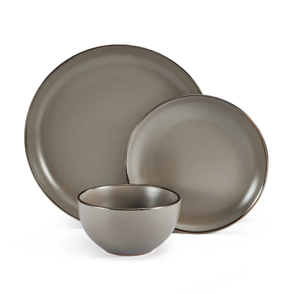 Pfaltzgraff Hadlee 12-piece Dinnerware set Stoneware in Gray dinnerware set dining table set - My Homes Goods