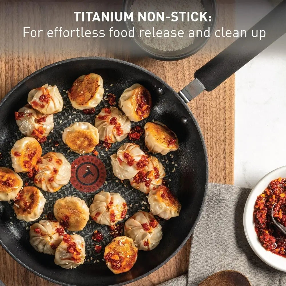 Ultimate Hard Anodized Nonstick Cookware Set 17 Piece Oven Safe 400F, Lid 350F Pots and Pans, Dishwasher Black - My Homes Goods