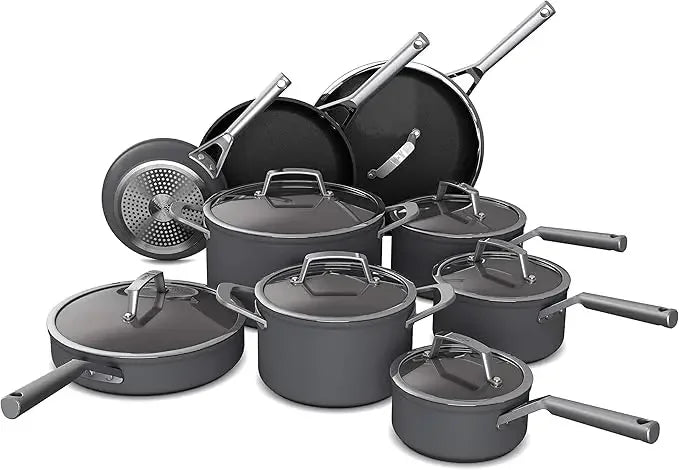 Ninja C39900 Foodi NeverStick Premium Cookware Set, Hard-Anodized, Nonstick, Durable & Oven Safe To 500°F Pot Set Cookware Set