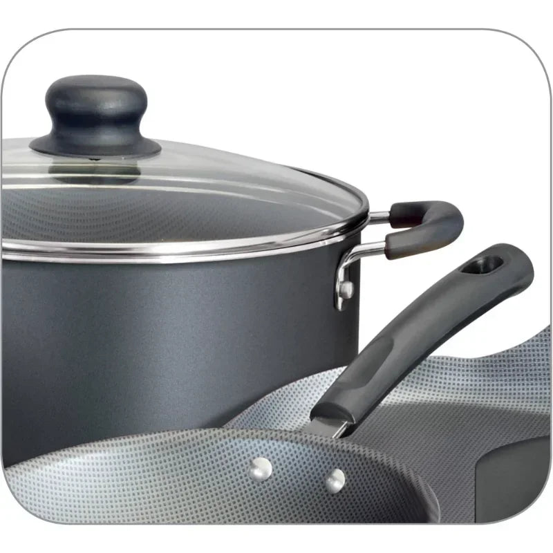 Tramontina Primaware 18 Piece Non-stick Cookware Set, Steel Gray Non Stick Cooking Pot Set Cookware Set Kitchen - My Homes Goods