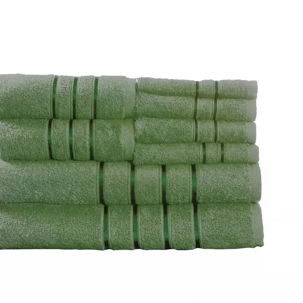 8-Piece Plush 100% Cotton Bath Towel Set Washcloths Hand Towels Bath Towels Solid Green Gift Bathroom Accessories Absorbent 650
