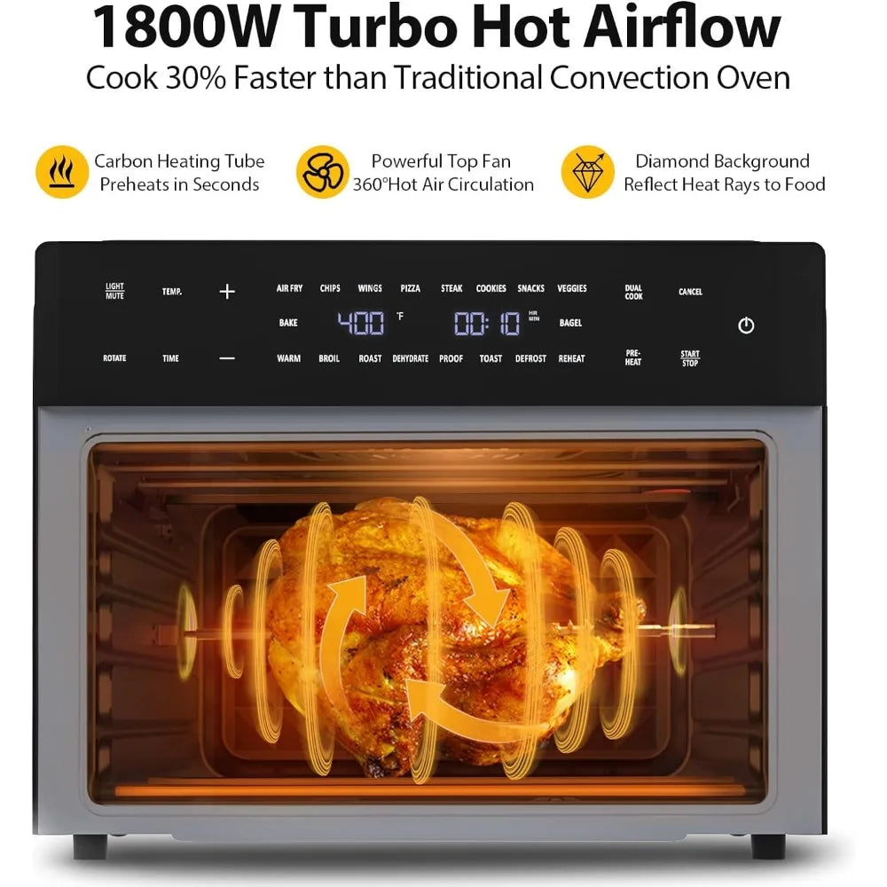 32QT Extra Large Air Fryer, Digital Convection Oven Countertop Airfryer ,1800w, Black - My Homes Goods