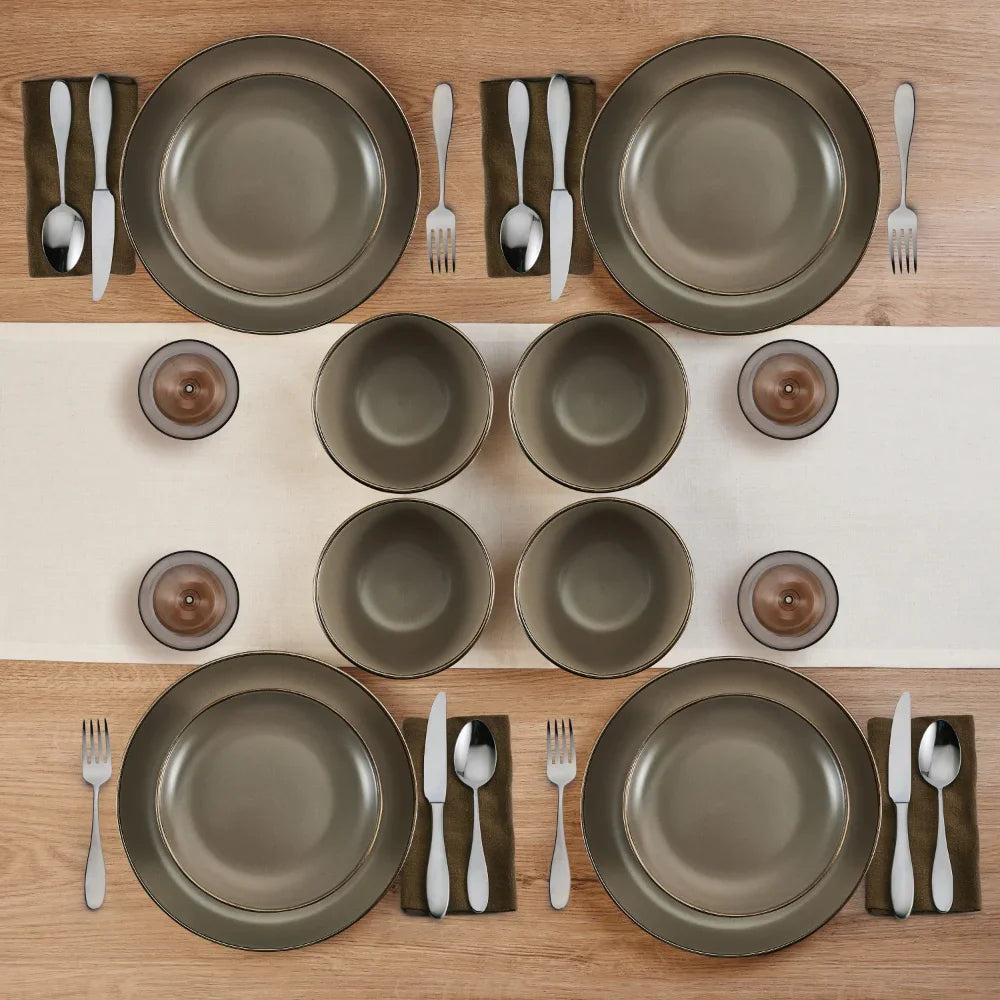 Pfaltzgraff Hadlee 12-piece Dinnerware set Stoneware in Gray dinnerware set dining table set - My Homes Goods