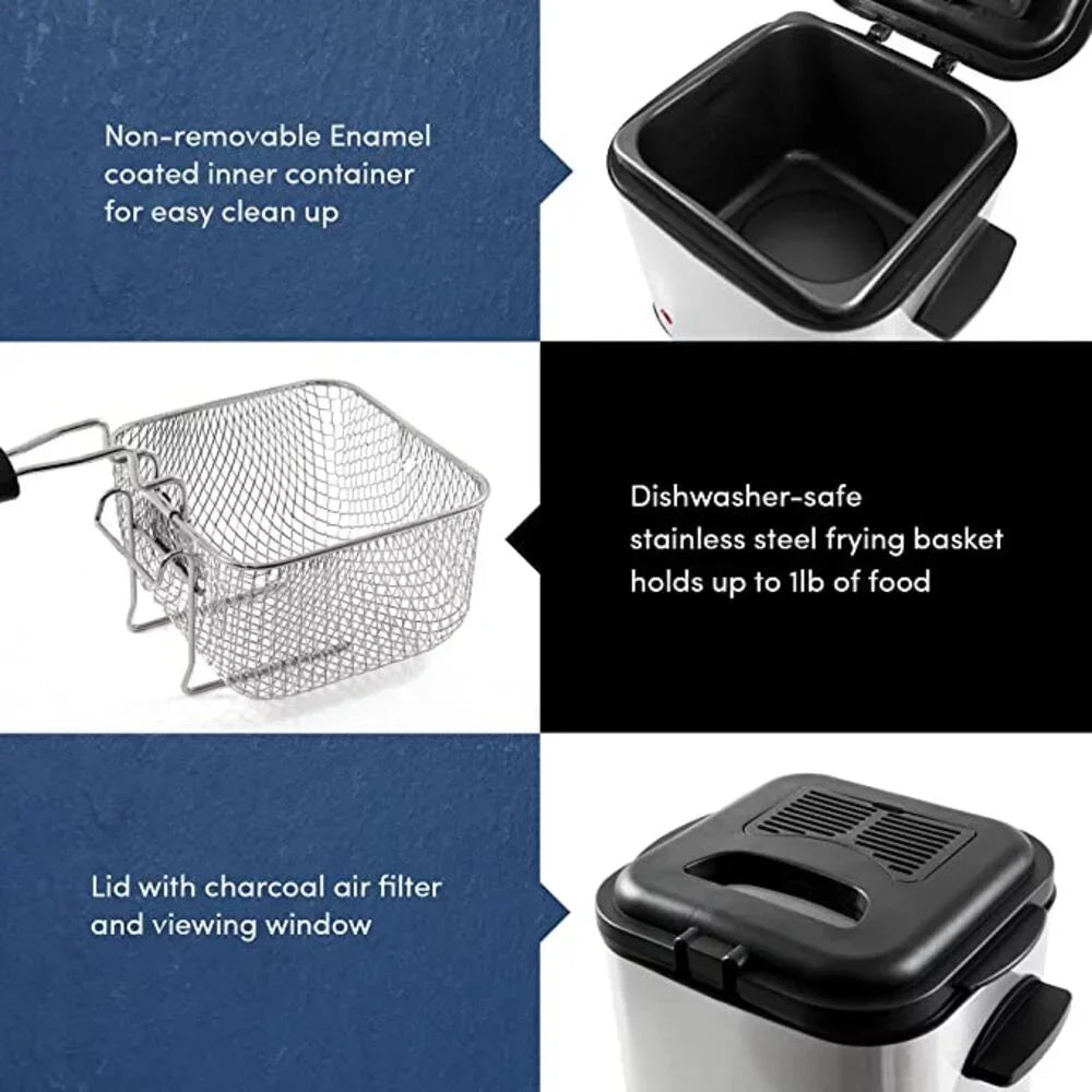 1.5 Quart Deep Fryer Stainless Steel Air Fryer Oven Electric Deep Fryer - My Homes Goods
