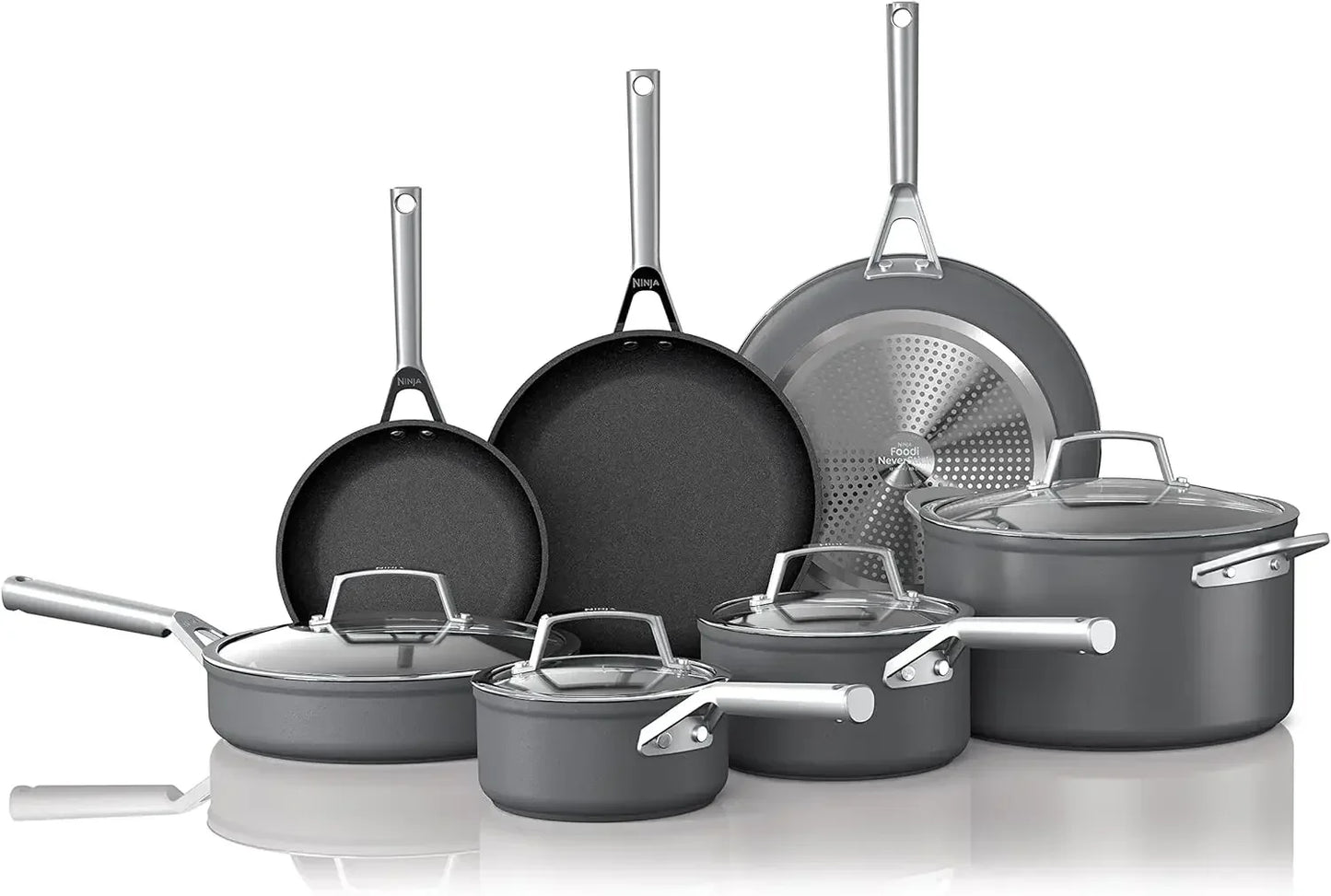 Ninja C39900 Foodi NeverStick Premium Cookware Set, Hard-Anodized, Nonstick, Durable & Oven Safe To 500°F Pot Set Cookware Set