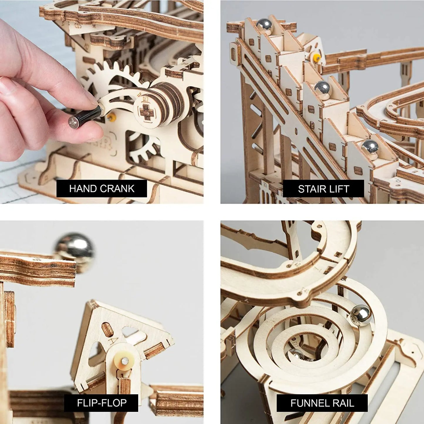 Robotime Rokr 4 Kinds Marble Run DIY Waterwheel Wooden Model Building Block Kits Assembly Toy Gift for Children Adult Dropship - My Homes Goods