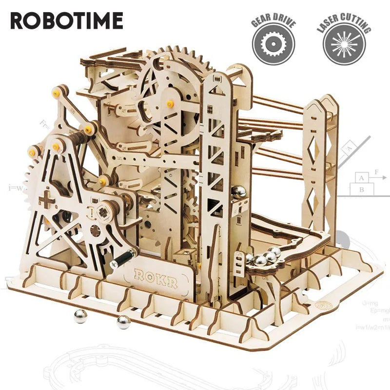 Robotime Rokr 4 Kinds Marble Run DIY Waterwheel Wooden Model Building Block Kits Assembly Toy Gift for Children Adult Dropship - My Homes Goods