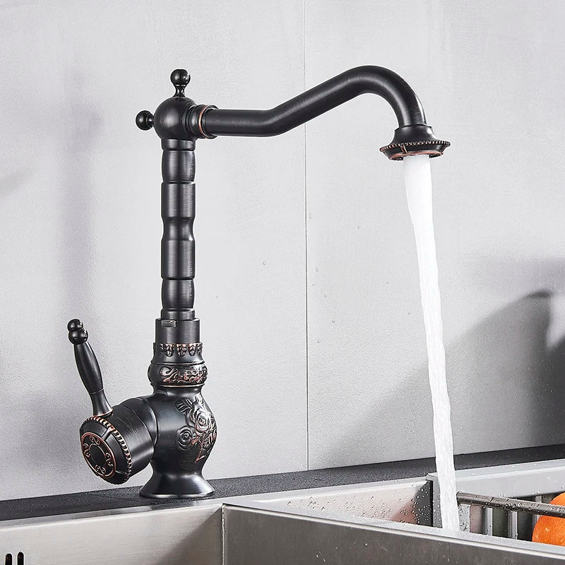 Home Decoration Bathroom Sink Mixer Faucet Crane Single Handle Water Tap Brass Antique Faucet Hot and Cold Water - My Homes Goods