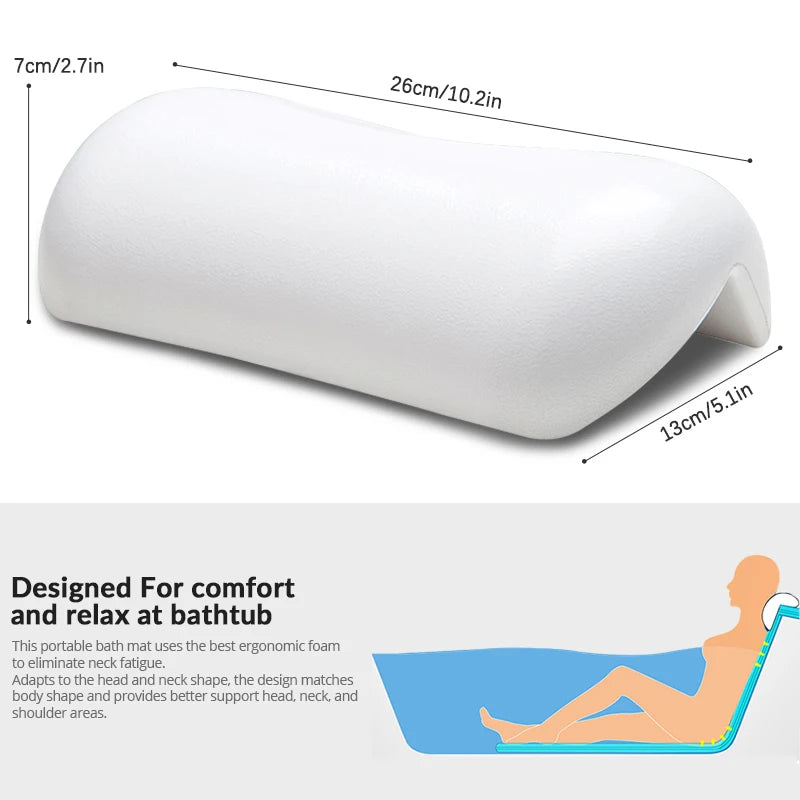 Bathtub Pillow, SPA Bath Pillow PU Waterproof Bath Headrest Comfortable Bathtub Headrest With Suction cup，Bathroom Accessories - My Homes Goods