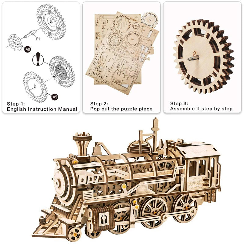 Robotime 4 Kinds DIY Laser Cutting 3D Mechanical Model Wooden Model Building Block Kits Assembly Toy Gift for Children Adult - My Homes Goods