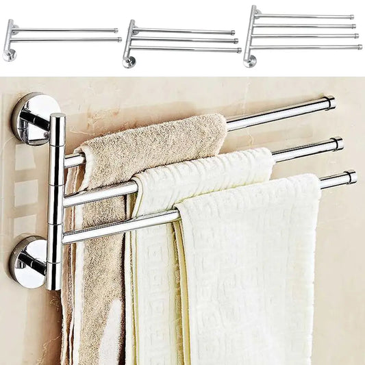 Stainless Steel Towel Bar Rotating Towel Rack Bathroom Kitchen Wall-mounted Towel Polished Rack Holder Hardware Accessory - My Homes Goods