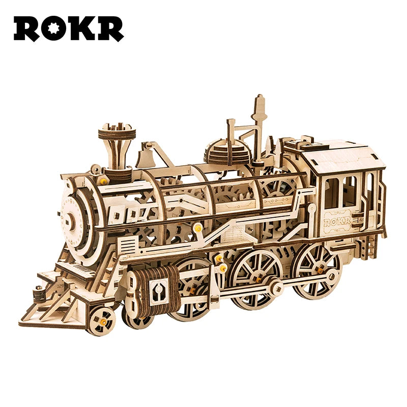 Robotime ROKR DIY 3D Wooden Puzzle Mechanical Gear Drive Model Building Kit Toys Gift for Children Adult Teens - My Homes Goods