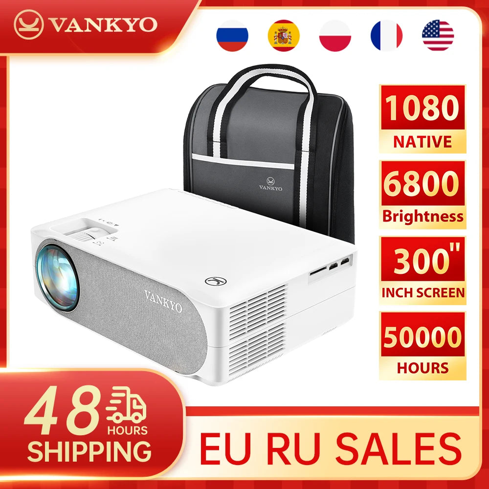 VANKYO Projector V630 V630W Full HD Projector 1080P Home Cinema WIFI Sync Screen 3Year Warranty VGA for 4K Video Proyector - My Homes Goods