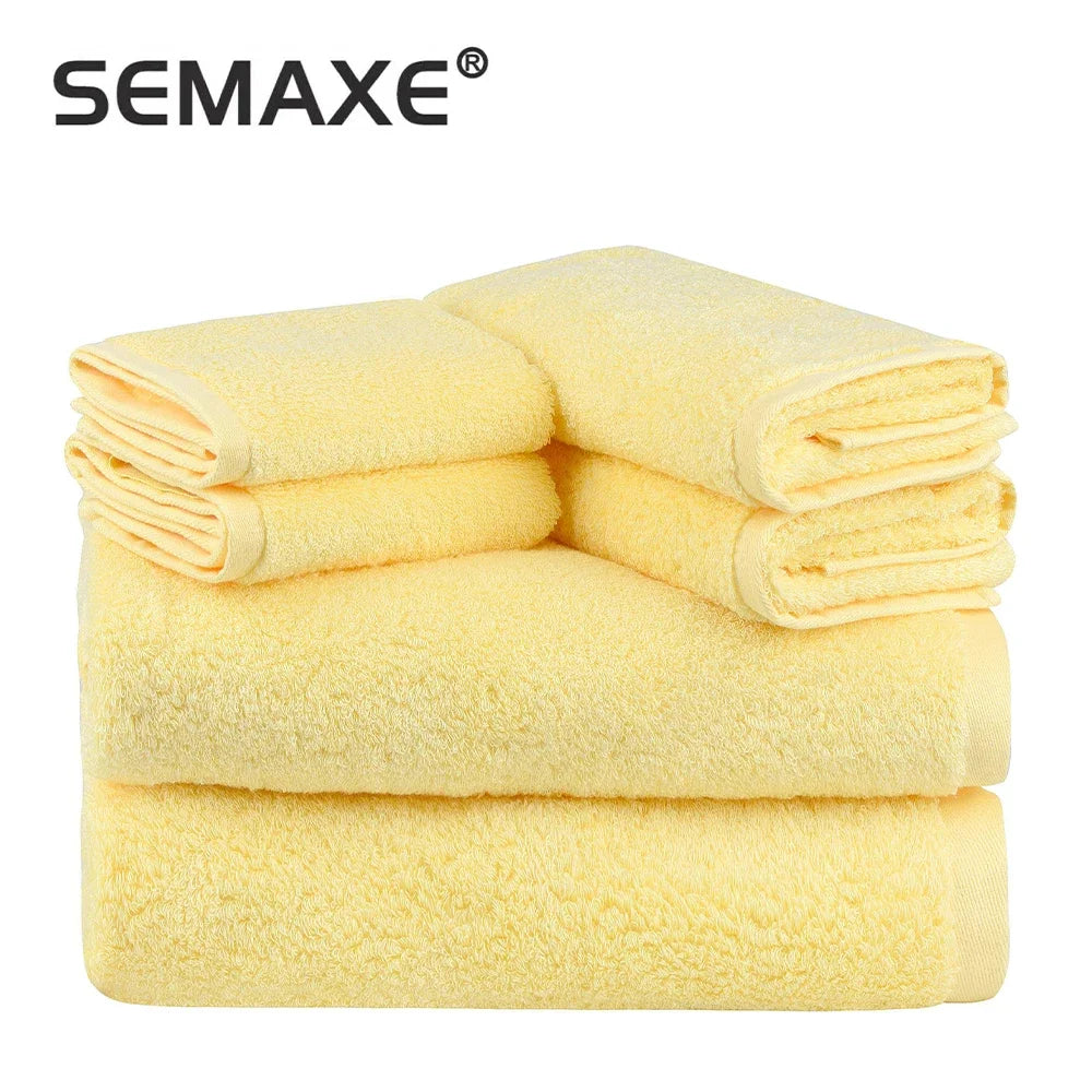 SEMAXE Luxury Bath Towel Set,2 Large Bath Towels,2 Hand Towels,2 Face towels . Cotton Highly Absorbent Bathroom Towels White - My Homes Goods