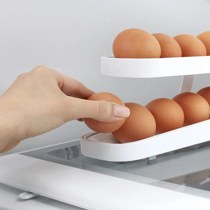 - Egg Kitchen Sliding Spiral Storage Holder Home  Box Automatic Containers Refrigerator Organizers Dispenser Rolling Gadgets - My Homes Goods