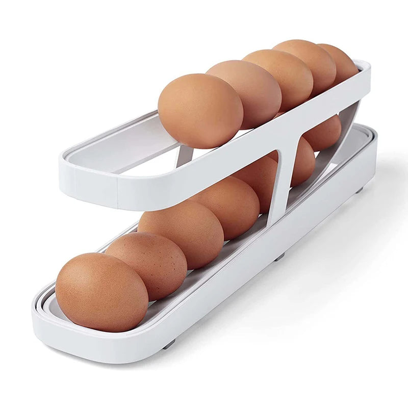 - Egg Kitchen Sliding Spiral Storage Holder Home  Box Automatic Containers Refrigerator Organizers Dispenser Rolling Gadgets - My Homes Goods