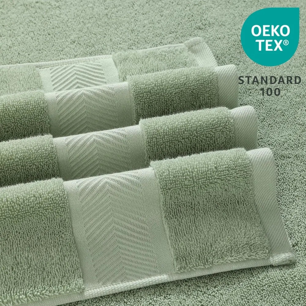 6 Piece Premium 100% Cotton Towel Set, Soft Absorbent Towels for Bathroom, Include 2 Bath Towels, 2 Hand Towels & 2 Washcloths