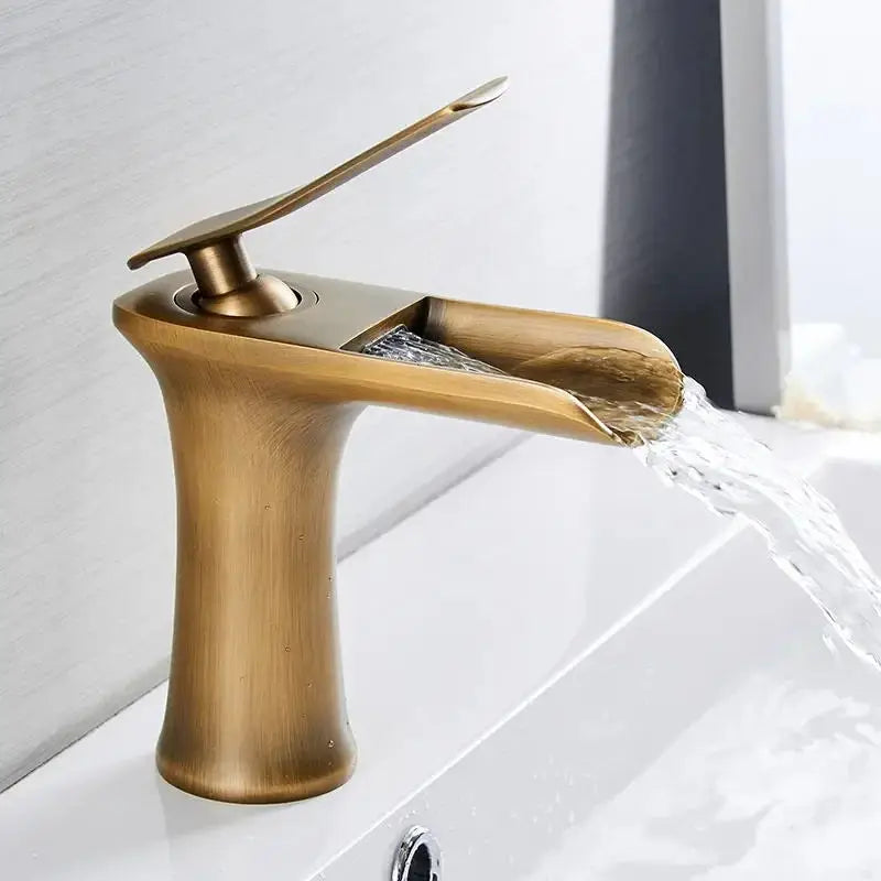 Basin Faucets Waterfall Bathroom Faucet Single handle Basin Mixer Tap Bath Antique Faucet Brass Sink Water Crane Silver 6009 - My Homes Goods