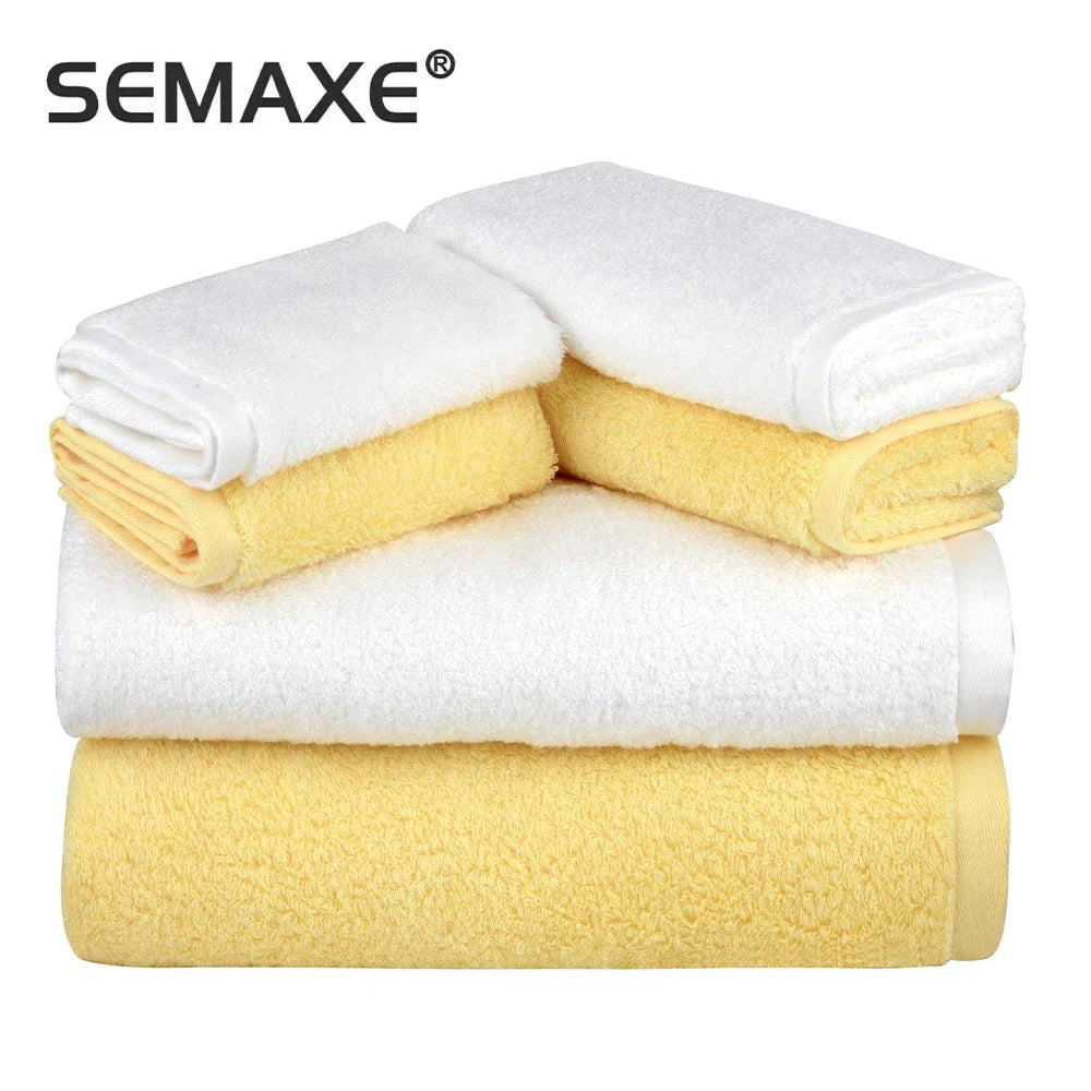 SEMAXE Luxury Bath Towel Set,2 Large Bath Towels,2 Hand Towels,2 Face towels . Cotton Highly Absorbent Bathroom Towels White - My Homes Goods