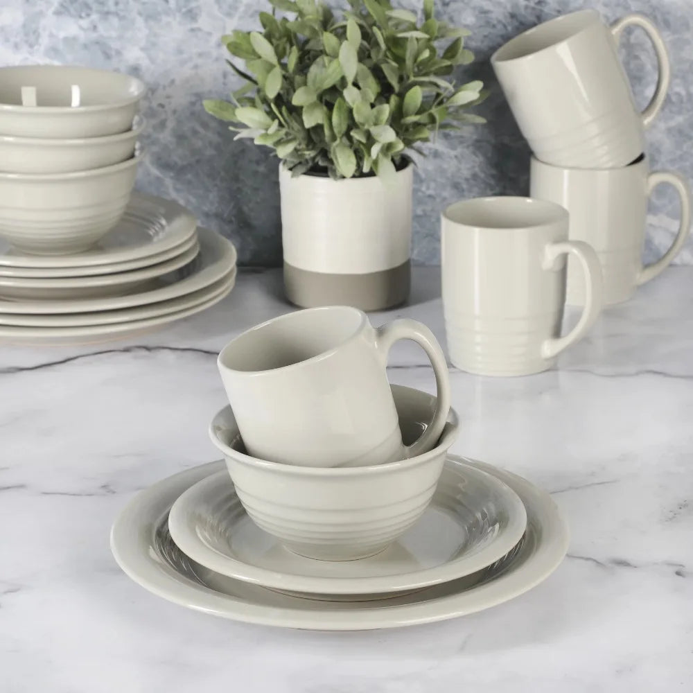 Everyday Night Holm Grey 16-Piece Stoneware Dinnerware Set