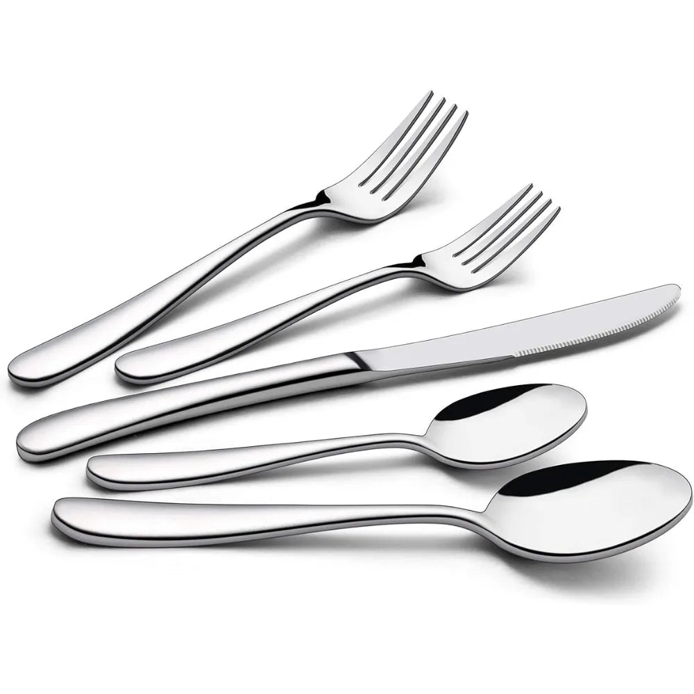 40-Piece Silverware, Stainless Steel Sets for 8, Heavy Weight Eating Utensils Tableware, Mirror Polished, Dishwasher Safe