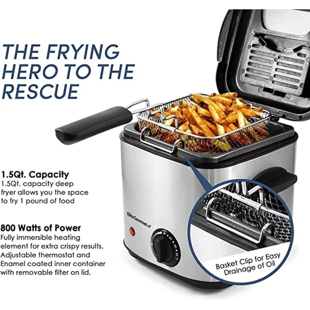 1.5 Quart Deep Fryer Stainless Steel Air Fryer Oven  Electric Deep Fryer - My Homes Goods