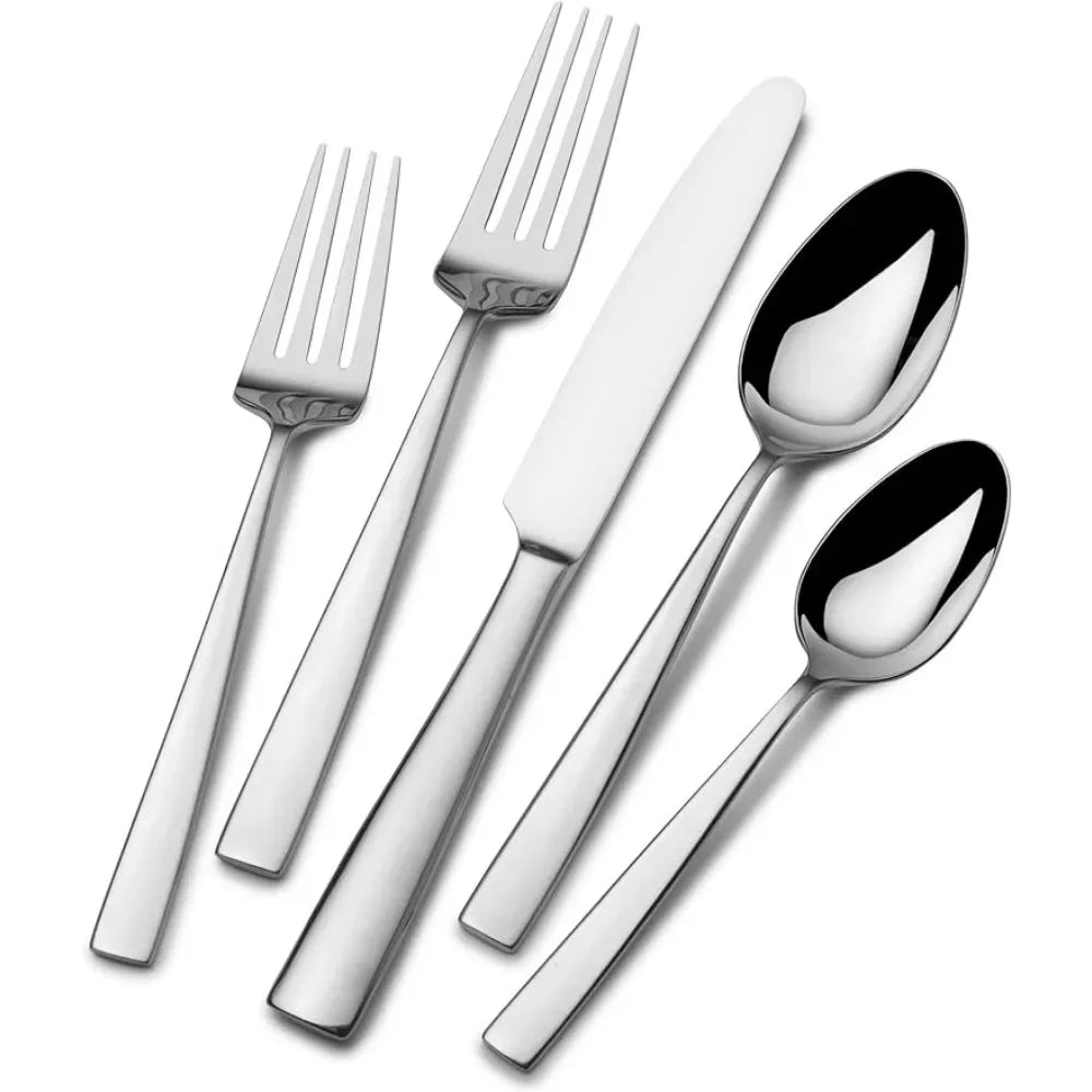 Stainless Steel Gold Cutlery 101pc Everett 101-Piece 18/10 Stainless Steel Flatware Set Spoons and Forks Set Tableware Spoon Bar