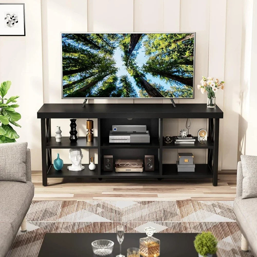 55-inch Television Stands Console Table,TV Stand for up to 65 inches Entertainment Center with 6 Storage Cabinet for Living Room - My Homes Goods