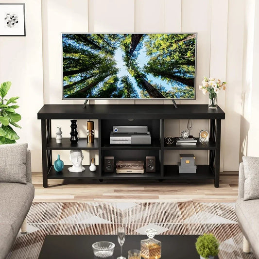 55-inch Television Stands Console Table,TV Stand for up to 65 inches Entertainment Center with 6 Storage Cabinet for Living Room - My Homes Goods