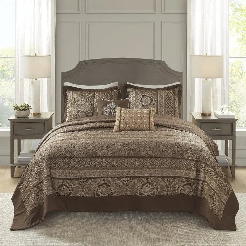 Reversible Quilted Bedspread Set, Solid Reverse Summer Breathable, Lightweight All Season Bedding Layer,