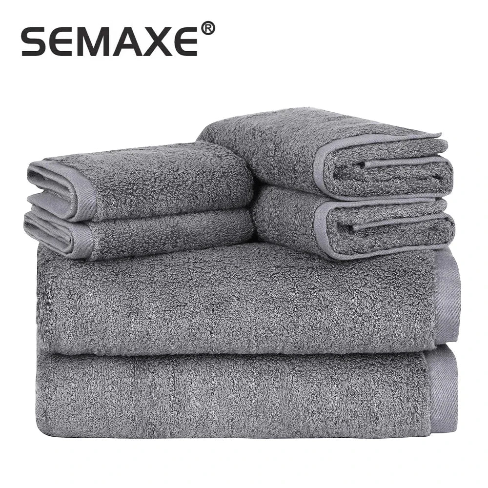 SEMAXE Luxury Bath Towel Set,2 Large Bath Towels,2 Hand Towels,2 Face towels . Cotton Highly Absorbent Bathroom Towels White - My Homes Goods