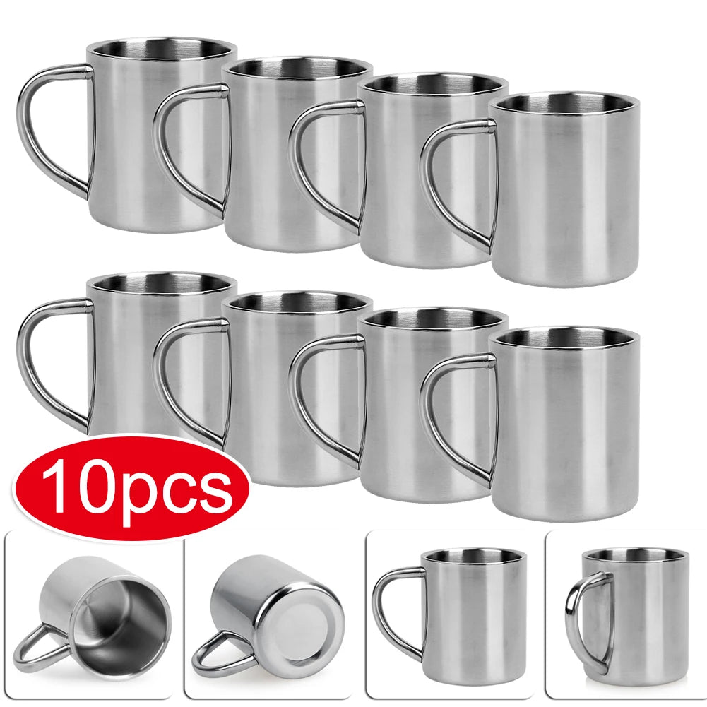 Stainless Steel Coffee Cup Mug Double Wall Insulated Beer Mug Tea Milk Water Thermal Cup with Anti-scald Handle Travel Drinkware - My Homes Goods