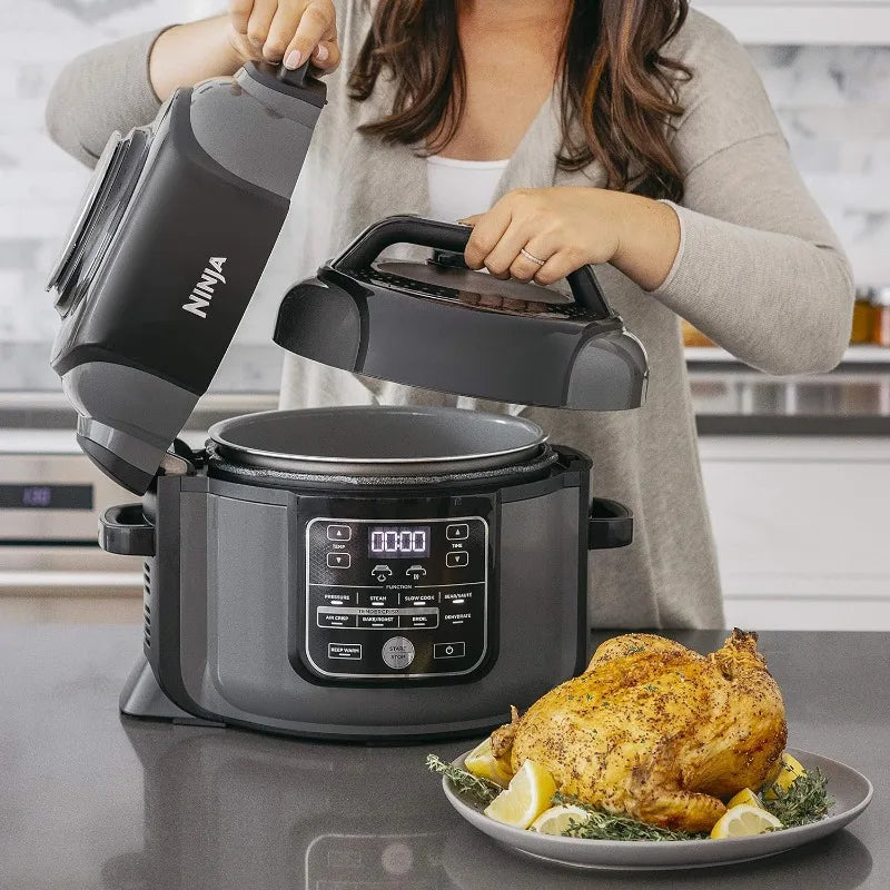 Pressure, Broil,Dehydrate,Slow Cooker, Air Fryer, and More, with 6.5 Quart Capacity and 45 Recipe Book, and a High Gloss Finish - My Homes Goods