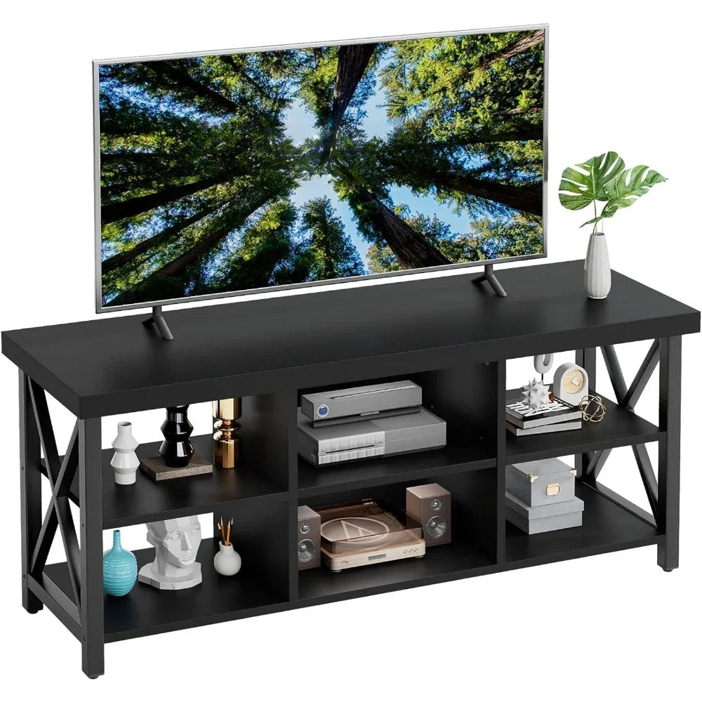 55-inch Television Stands Console Table,TV Stand for up to 65 inches Entertainment Center with 6 Storage Cabinet for Living Room - My Homes Goods