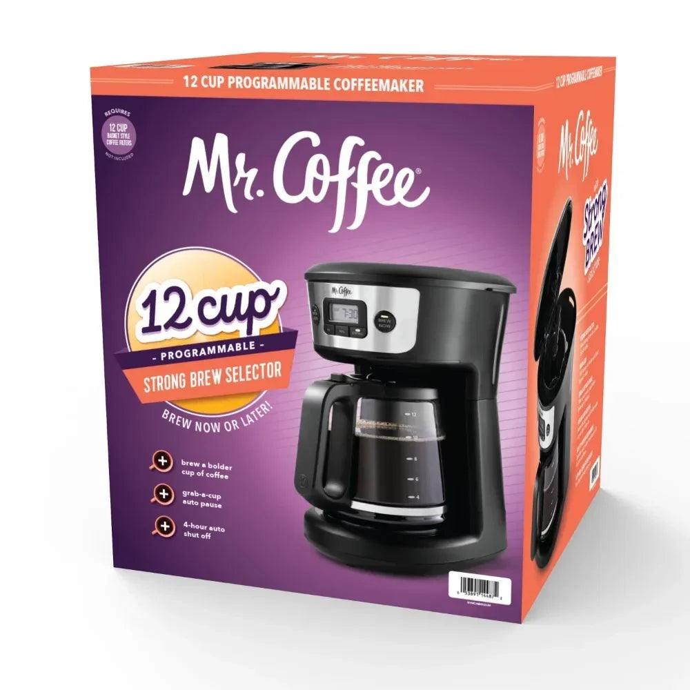 12-Cup Programmable Coffee Maker with Strong Brew Selector, Stainless Steel - My Homes Goods