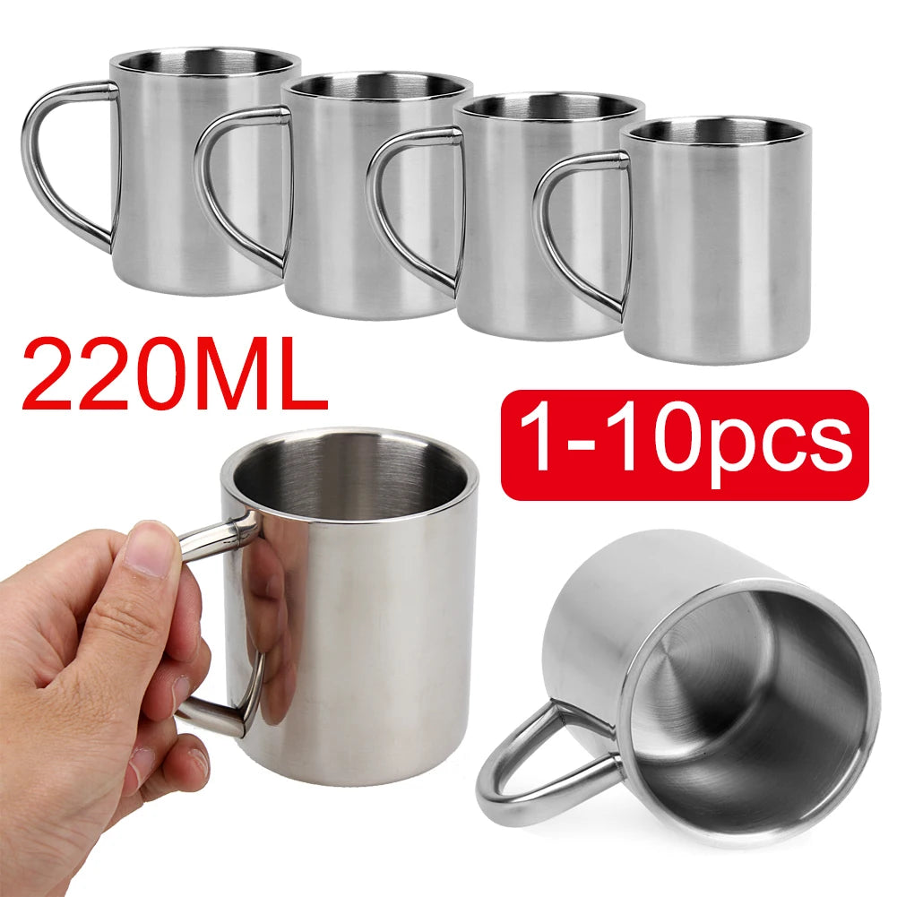 Stainless Steel Coffee Cup Mug Double Wall Insulated Beer Mug Tea Milk Water Thermal Cup with Anti-scald Handle Travel Drinkware - My Homes Goods