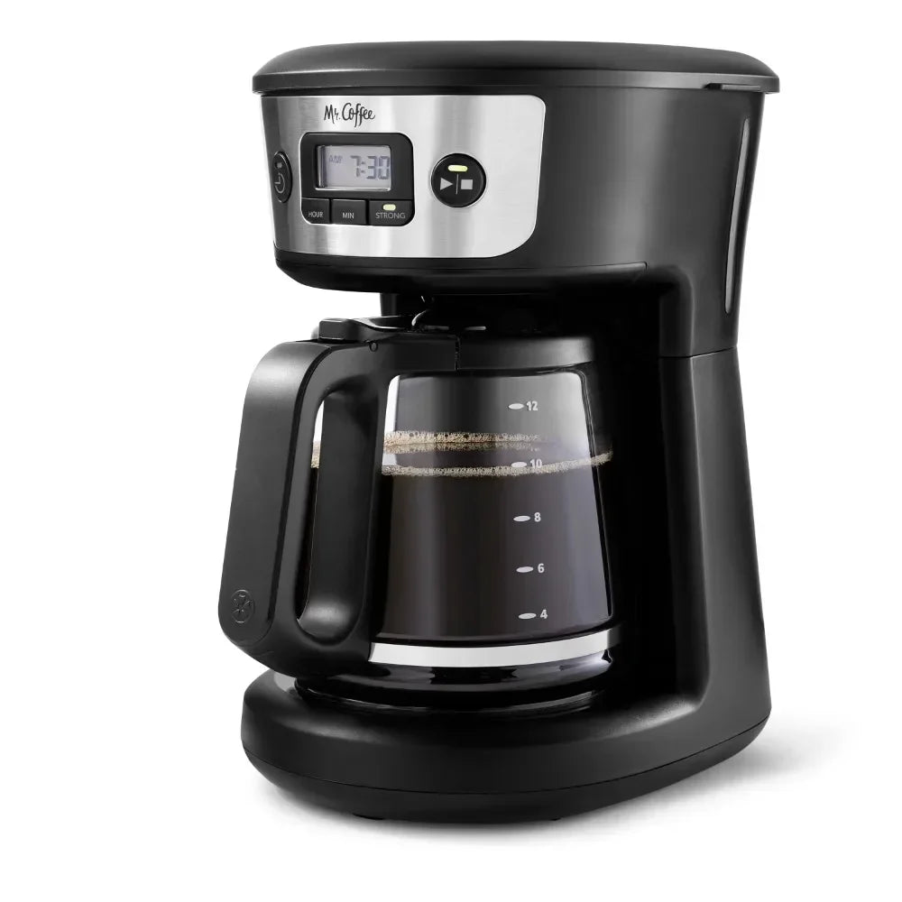 12-Cup Programmable Coffee Maker with Strong Brew Selector, Stainless Steel - My Homes Goods